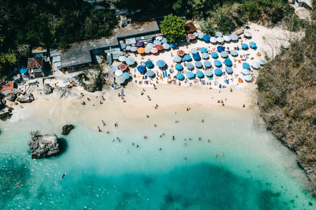 Thomas Beach, Uluwatu, Beach Umbrellas, swimming, surfing 